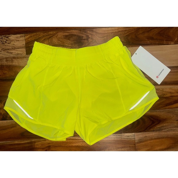 Lululemon Pants - Lululemon Hotty Hot LR Short 4" Lined Electric Lemon Yellow ELLE Size 6